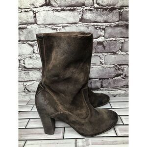 N.D.C. Made by Hand Brown Suede Leather Heel Ankle Boots Shoes Women Sz 39EU/8.5